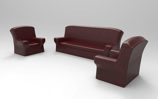 sofa set furniture leather comfort fashion family coziness seat house 3d print model - Mito3D