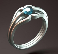 solaitaire engagement ring diamond modern unusual design jewelry golden gold cocktail diamonds halo precious gem fashion printable aquamarine rings 3d print model - Mito3D