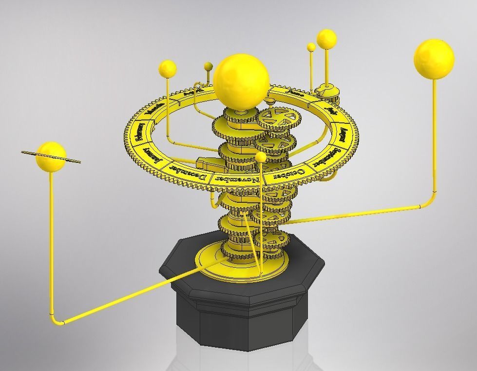 solare sistema planetario ingranaggi meccanismo sole pianeti universo arte matematico 3D print model - Mito3D