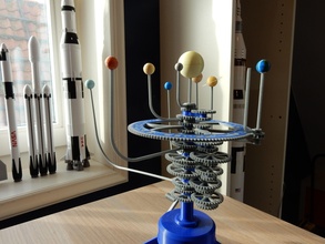 solar system planetarium space orrery star planets sun mechanism mechanical universe earth moon mars gears jupiter saturn science astronomy physics 3d print model - Mito3D