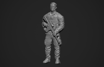 soldato bas sollievo pistola uomo esercito us marino militare miniature figurine barbuto gioielleria ciondoli arte segni loghi 3d print model - Mito3D