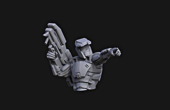 soldier bust - 3d printing print infinite games toys game accessories 3d print model - Mito3D