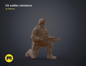 us soldier miniature figurine 32mm scale game board toy war body wargame afghanistan army military trooper kneeling knee modern current games toys 3d print model - Mito3D