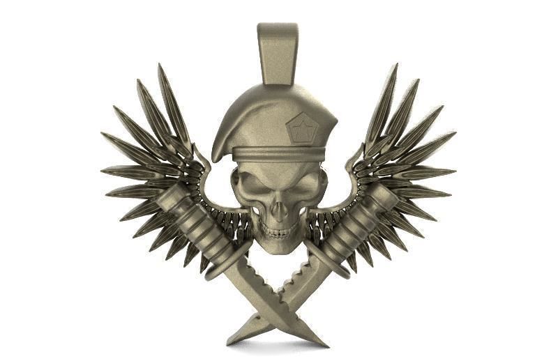 soldier skull pendant jewelry art fashion keychain military pendants 3D print model - Mito3D