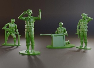 soldier toys - 4 models toy army men infantry games 3d print model - Mito3D