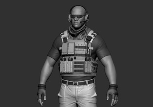 soldier wearing vest military mercenary war combat special person bulletproof armor collectable battle strong bad man print zbrush art sculptures 3d print model - Mito3D