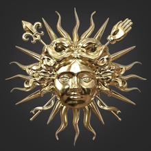 Soleil Sol ouro brilhando imprimível 3dprint medieval França arte esculturas 3d print model - Mito3D