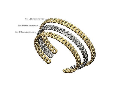 solid 7mm wide cuban chain link cuff bracelet gold printable jewelry jewellery fashion silver chunky luxury bling rap hiphop sterling cuffbracelet faceted bangle bracelets 3d print model - Mito3D