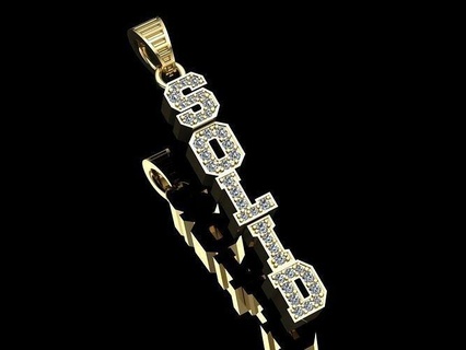 solid diamond pendant diamonds jewerly luxury printable silver desing word jewelry pendants 3d print model - Mito3D