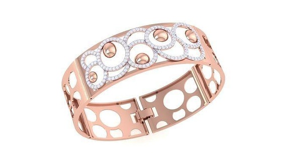solide diamant femmes bracelets 3dm rend lourd imprimable bijoux bijou mariage luxe bracelet marque Jaune or Rose blanc 3d print model - Mito3D