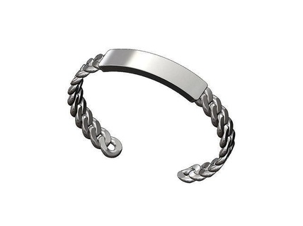 solid engravable tag cuban link chain cuff bracelet printable jewelry jewellery fashion silver chunky sterling luxury cuba engraving initials bling hiphop cuffbracelet bracelets 3d print model - Mito3D