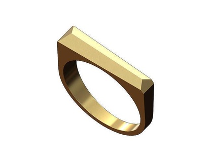 solid tapered faceted signet ring us size 4to13 jewelry printable gold silver sterling fashion jewellery luxury classic rectangle rectangular chamfered geometric statement stackable rings 3d print model - Mito3D