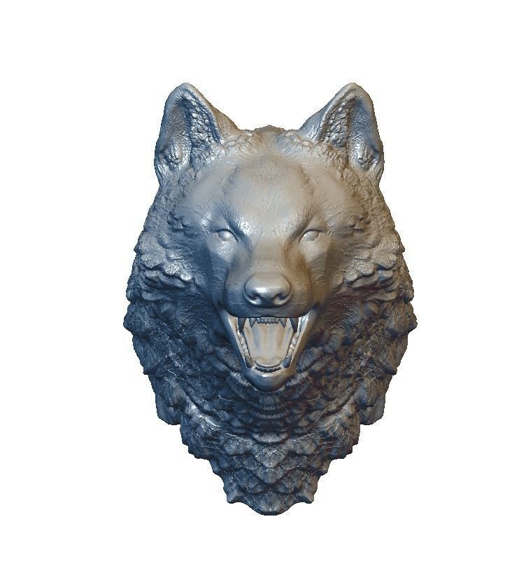 sólida cabeza de lobo art bestia la escultura impresión a los animales trabajo piedra mamíferos otros 3D print model - Mito3D