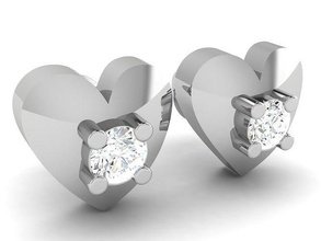 solitario donne cuore orecchino moda argento diamante gioielleria alto oro orecchini stampabile squillare impostato gioiello gemma poli 3d print model - Mito3D