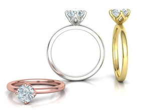 Solitär 1ct Engagement Ring 4claw Design 3dmodel Schmuck Gold druckbar Diamant Mode brillant USA Kanada vereinigt Ringe 3d print model - Mito3D