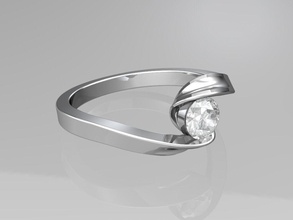 solitaire 4mm center stone ring jewelry diamond platinum gold rings 3d print model - Mito3D