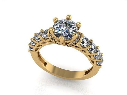 solitaire 6 gold engagement ring diamonds diamond gem jewel jewellery jewelry rings silver wedding fashion white brilliant engagem brillant diamant soliraire 3d print model - Mito3D