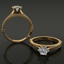 solitário 6 prong conta galeria noivado anel joalheria banda diamante acionado Casamento amar romântico mulheres 3d print model - Mito3D