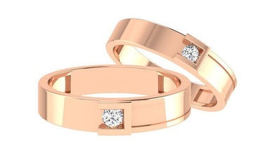 solitario cinturón Pareja banda anillo Boda compromiso joyería imprimible joya diamante oro anillos novia novio platino bandas llanura matrimonio 3d print model - Mito3D