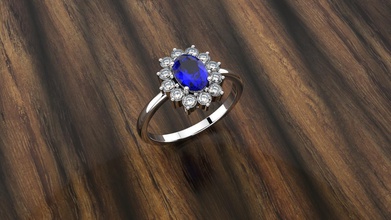 solitaire blue sapphire ring jewelry platinum precious gem engagement rings 3d print model - Mito3D