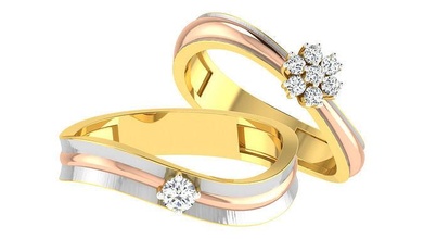 Solitaire çift grup yüzük düğün nişan mücevher yazdırılabilir elmas altın takı gelin damat yüzükler platin bantlar evlilik siluet kontur 3d print model - Mito3D