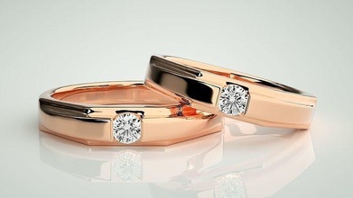 solitario coppia gruppo musicale squillare 3dm stl render nozze fidanzamento gioielleria stampabile gioiello diamante oro anelli sposa sposo gemma platino bande 3d print model - Mito3D