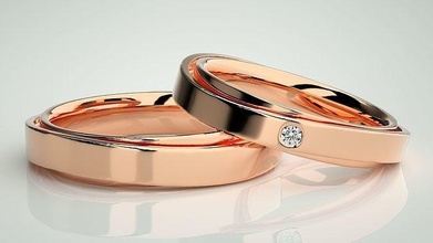 solitario Pareja banda anillo 3dm stl Boda compromiso joyería imprimible joya diamante oro anillos novia novio 3d print model - Mito3D