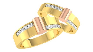 solitaire couple bande bague 3dm stl rendre mariage engagement bijoux imprimable bijou diamant or mariée jeune marié gemme anneaux platine bandes 3d print model - Mito3D