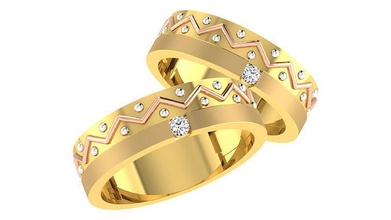 solitario Pareja banda anillo 3dm stl Boda compromiso joyería imprimible joya diamante oro anillos platino bandas novia novio ligero wt 3d print model - Mito3D