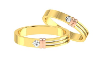 solitaire çift grup yüzük 3dm stl vermek düğün nişan mücevher yazdırılabilir yüzükler gelin damat platin bantlar kalp aşk sevgili altın evlilik elmas takı 3d print model - Mito3D