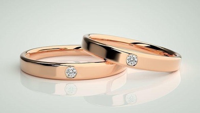 solitario Pareja banda anillo 3dm stl Boda compromiso joyería imprimible joya diamante oro novia novio anillos platino bandas 3d print model - Mito3D