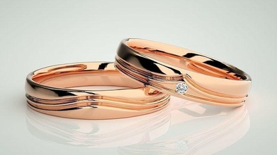 solitario pareja banda anillo 3dm stl boda compromiso joyería imprimible joya diamante oro anillos novia novio platino bandas 3d print model - Mito3D