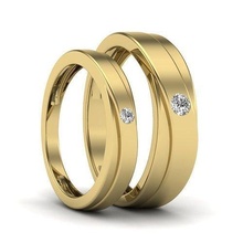 Solitär Paar Band Ring Hochzeit Engagement Schmuck druckbar Juwel Diamant Gold Ringe Braut Bräutigam Platin Bands Luxus wertvoll 3d print model - Mito3D