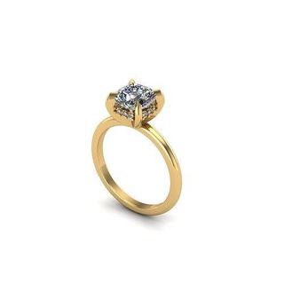 Solitär Kissen Schnitt Center Gold Sterling Mode Ring druckbar Diamant Engagement brillant Schmuck Juwel Silber Ringe Schönheit Platin Hochzeit 3d print model - Mito3D