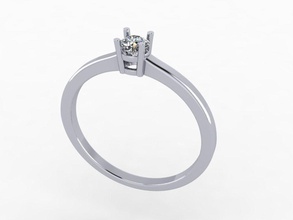 Solitaire zarif nişan yüzük 4 çatal takı düğün moda elmas mücevher altın Aşk dar geleneksel 3d print model - Mito3D