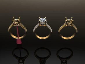 Solitaire elmas grup nişan yüzük 7mm30 4 çatal düğün lüks 1ct KADIN kadın takı mücevher moda 3d print model - Mito3D