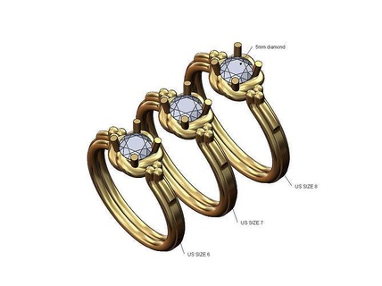 solitário diamante conta corda anel Casamento noivado imprimível joalheria jóias ouro moda prata clássico esterlina jóia gema 3d modelo argolas 3d print model - Mito3D