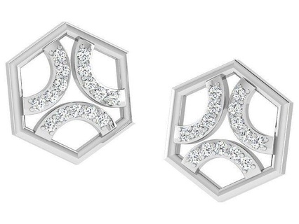 Solitär Diamant Ohrring Band Ohrringe 3dmodel cad Schmuck druckbar Europa Israel Kanada USA 14k pflastern Juwel vereinigt Italien 3d print model - Mito3D