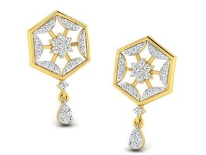 Solitär Diamant Ohrring Schmuck Silber Herz Juwel Ring Mode cad Valentinstag druckbar Geschenk Gold Ohrringe Sterling 3d print model - Mito3D