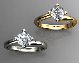 solitaire elmas nişan yüzükler yüzük düğün takı değerli taş yakut 3d print model - Mito3D