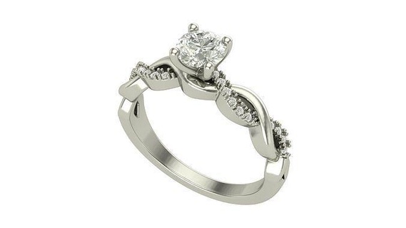 solitario diamante anillo 50 puntero centrar Roca joya joyería oro imprimible Boda compromiso anillos platino canalla diseño Moda belleza blanco 3d print model - Mito3D