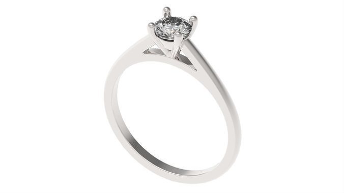 solitaire diamant bague taille or bijoux gemme engagement brillant anneaux 3D print model - Mito3D