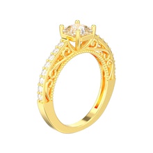 solitario simétrica adorno anillo de impresión 3d la modelo joyería el diamante gem piedras preciosas ornamento solitaire 16 oro plata compromiso boda sterling moda los anillos 3d print model - Mito3D