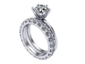 solitaire diamant mariage ensemble d'or argent bijoux bague anneaux 3d print model - Mito3D
