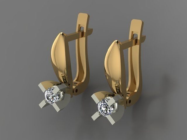 solitario arete oro plata Boda joya joyería mujer mujerpendiente imprimible amor goldearring 3d 3dprint Moda enamorado diamante pendientes 3D print model - Mito3D