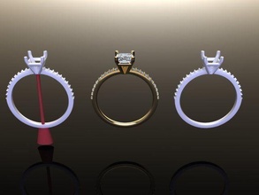 solitario esmeralda cortar compromiso anillo princesa amortiguar diamante banda 4 diente joyería joya comprometido boda hembra mujeres moda tendencias delicado anillos 3d print model - Mito3D