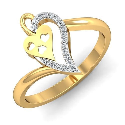 solitaire engagement heart ring 3dm stl fbx obj render details 3dprinted design fashion gold golden jewel print printabl printable printing prototyping rings silver diamond jewelry 3D print model - Mito3D