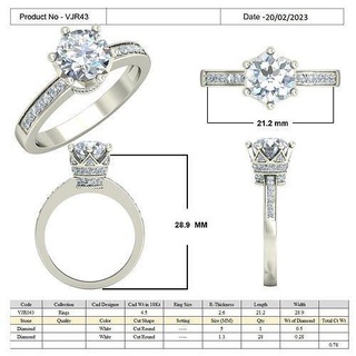 solitario compromiso ring vjr43 diseñadora joyas moda estilos anillos oro joyería joya platino lujo brillante accesorio plata diamante Boda anillo Moda 3d print model - Mito3D