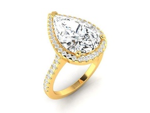 solitario compromiso pera roca anillo anillos libra esterlina diamante platino joyería cóctel alto banda plata joya moda instrumento 3d print model - Mito3D