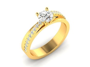 Solitär Engagement Ring druckbar 3dmodel Schmuck Band Frauenring Hochzeit Gold Diamant Mode Ringe Bulk Sammlung Frauen Platin 3d print model - Mito3D